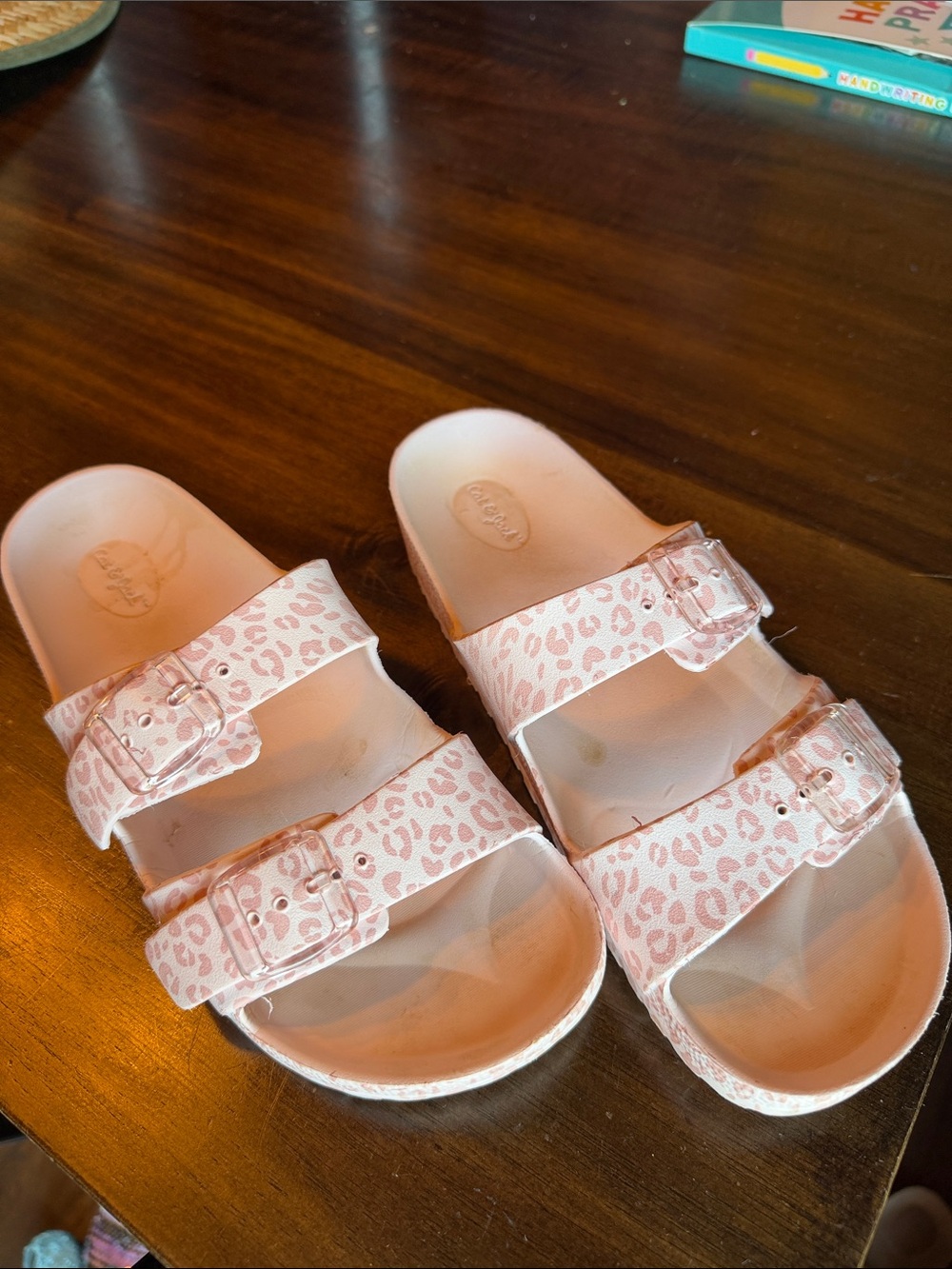 Cat & Jack Pink Leopard Print Double-Buckle Slides